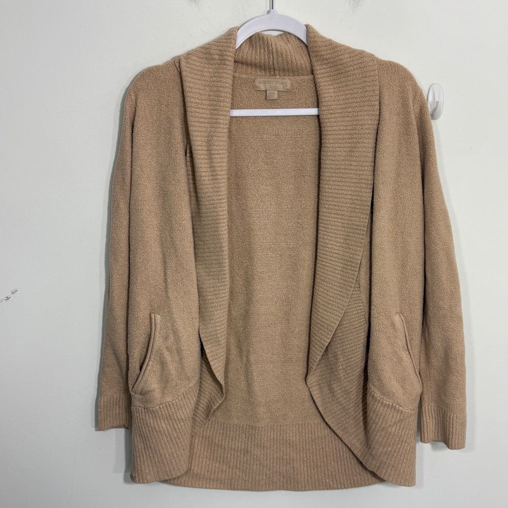 Barefoot Dreams Womens Cardigan XS S Tan CozyChic Lite Quiet Luxury Lounge